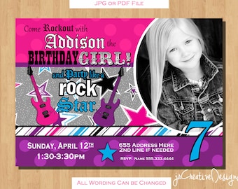 rockstar birthday rockstar invitation rock star invitation rocker invitation rock star birthday rock star party rockstar party girl photo