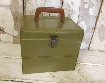 Vintage Metal Box, Vintage Movie Reel Storage Box, Logan De luxe Movie Reel Chest
