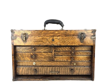 Antique Machinest Chest Tool Box Pull Drawer Cabinet Vintage Machinest Chest Cabinet 1920s Tool Box Chest of Drawers Cabinet