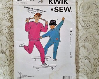 Girls Jogging Suits Sweats Sewing Pattern, Kwik Sew 1912, Sizes 8 10 12 14, Athletic Suit, Kerstin Martensson Design, UNCUT