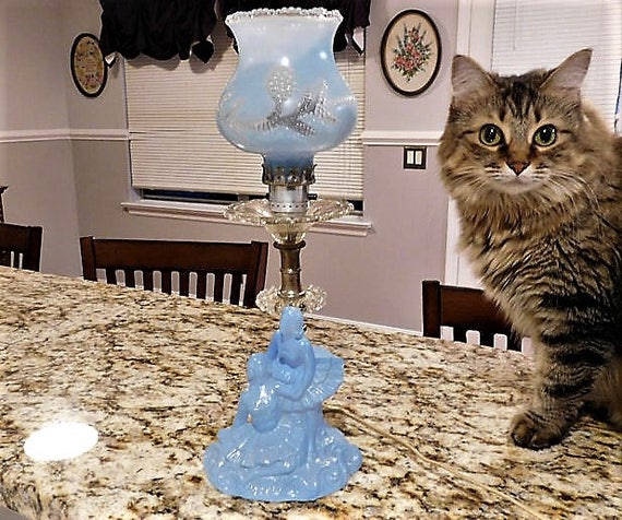 Blue Depression Glass Lamp / Ballerina