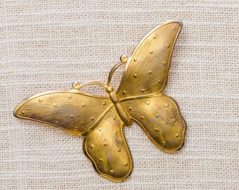 Gold Vintage Butterfly Brooch Mod Broach Vtg Pin 7ii