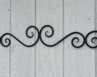 large wall scroll, wrought iron wall art, wrought iron wall decor, bedroom wall decor, door topper, metal wall art, entry accent, doorway