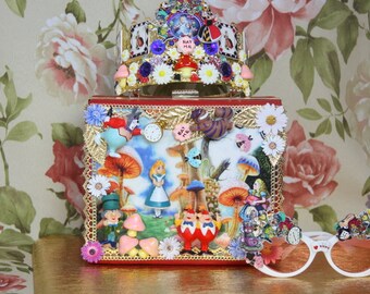 Alice In Wonderland 3D Effect Unusual Embellished Handbag