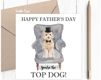 Cockapoo Father's Day Card, Father's Day, Cockapoo Greeting Card, Dog Lover Gift, Cockapoo Lover Card, Cockapoo Champagne
