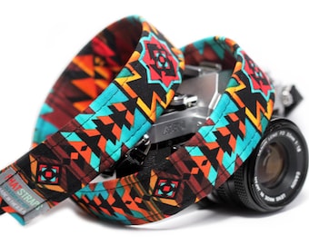 Tribal Camera Strap, Southwestern Strap - Ring of Fire