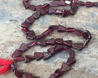 Garnet Triangle Beads, Garnet Beads, Natural Garnet Beads, 6x4mm approx. 14 inch strand