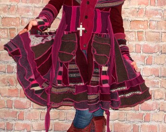 Sweater coat SC#0222, Katwise style, Katwise inspired, Upcycled sweater coat, Elf coat, Fairy coat