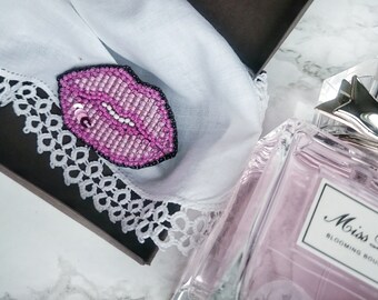 Brooch handmade lips