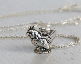 Sterling Silver Rooster Necklace