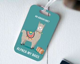 Alpaca Luggage Tag - Cute Llama Gift - Travel Gifts for Sister - Long Distance Gift - Pun - Travel Gifts for Mom - Funny Llama Gift