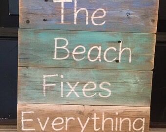 Reclaimed wood beach sign