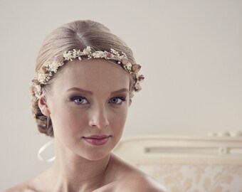 Woodland hair crown Rustic flower crown Boho wedding head piece Dried flower Bridal wreath Floral headpiece Dried flower crown