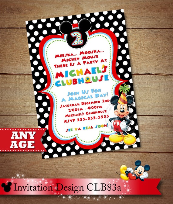 Items similar to HUGE SELECTION Mickey Mouse Birthday Invitation ...