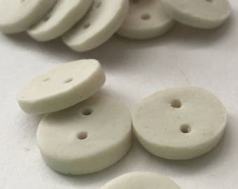 Ceramic porcelain buttons: White porcelain handmade buttons.