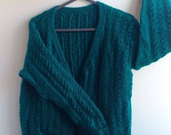 Green Knitted Woollen Cardigan/Sweater with Pockets
