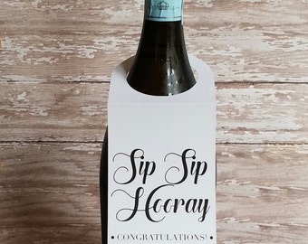 Sip Sip Hooray Wine Label, Wine Bottle Tag, Champagne Bottle Tag, Birthday Gift, Wine Gift, Celebrate, Hostess Gift (B008)