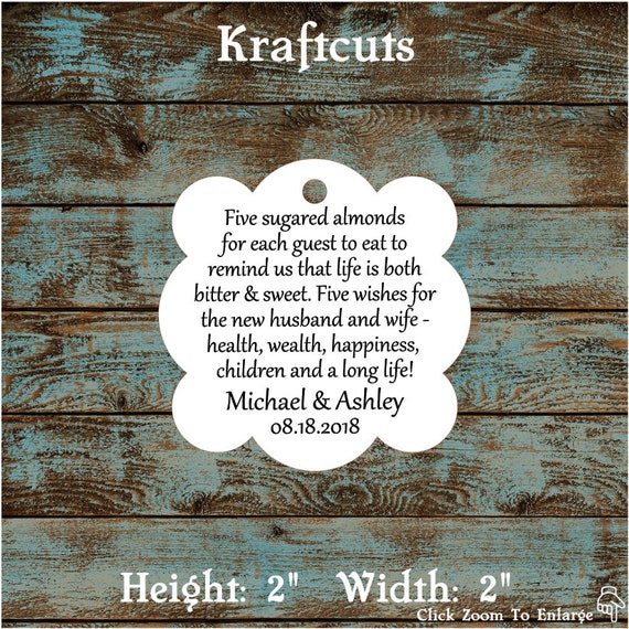 Favor Tags, Jordan Almond Favor Tags, Sugared Almond Favor Tags, Italian Wedding Favor Tags #685 - Qty: 30 Tags