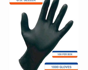 Strong Durable Black Nitrile gloves. Small - X-LARGE available, No Powder. 1000 Case. 10 BOXES. Tattoo Medical Exam grade