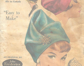 1961 Vintage VOGUE Sewing Pattern SIZE:22 HAT (1104) By John Frederics