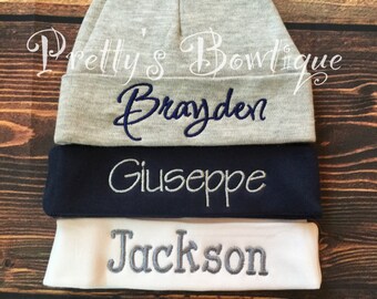 Newborn Hat Personalized with Name for Boy or Girl – 18 Colors Available