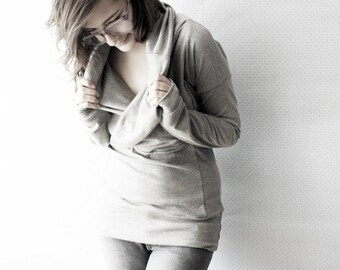 bamboo jersey cowl top / nursing top / breastfeeding shirt / made to order / by replicca / size S to XL / your choice of colour