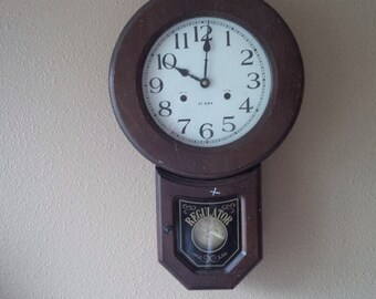 Regulator Clock Wall Hanging Clock Vintage Regulator Rustic Home Decor Wood Clock
