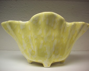 MID-CENTURY PLANTER Yellow Speckled Splatter Pastel Flower Pot Pottery