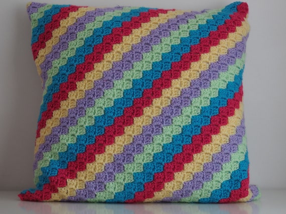Crochet Rainbow Cushion
