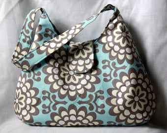 Hobo Bag - Blue and Gray Purse - Amy Butler Wallflower