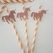 Rose gold party decor. Rose gold glitter unicorn straws. Unicorn party paper straws glitter rose gold