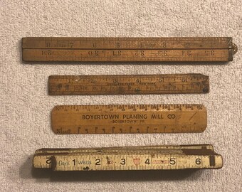 4 Vintage Wood Rules