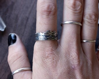 Two Layer Sterling Silver Mountain Ring Adjustable and Fixed Band Landscape Ring Custom Mountain Range Ring Mountain Jewelry Sterling Silver