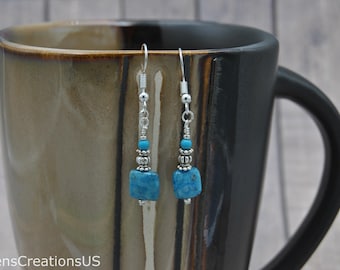 Blue Crazy Lace Agate Drop Earrings - Item 262