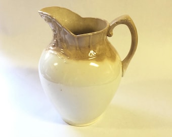 Stoneware Pitcher, McCoy Pottery, Drip Glaze, Cream