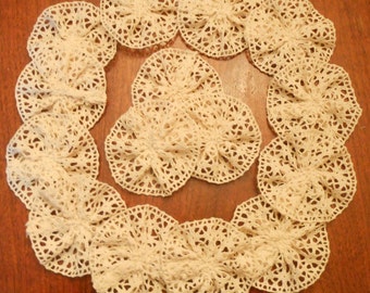 15 Handmade Rosettes Vintage Ivory Trim