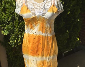 Hand Dyed Sunburst Vintage Slip Dress