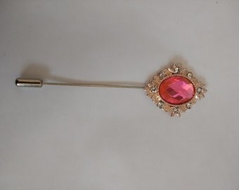 Hot Pink Lapel Pin...Suit Brooch... Stick Pin.