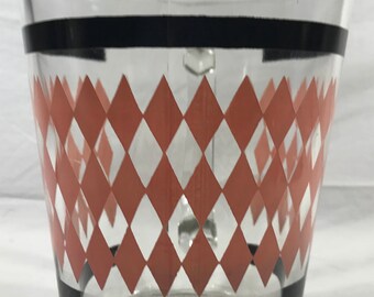 Vintage Pink Diamond with Black Stripe Pitcher by Hazel Atlas - Excellent Condition