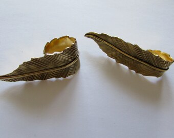 Feather Brass Ring, Adjustable, Tribal Feather long ring, Gift Boxed + Gift Bag , Free UK Delivery