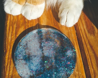 Eco-Resin galaxy coaster, Orgone Charging Plate Disk, Orgonite®