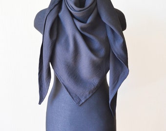 black linen scarf black linen wrap linen shawl black scarf natural flax scarf black shawl mens scarf pure linen scarf women scarf mens gift