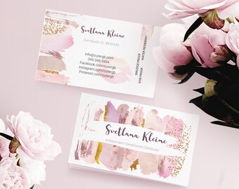 Lipsense Business Card, Blush, Rose Gold, Watercolor, Senegence Business, for Make Up Artist, Editable PDF, Instant Download, DIY