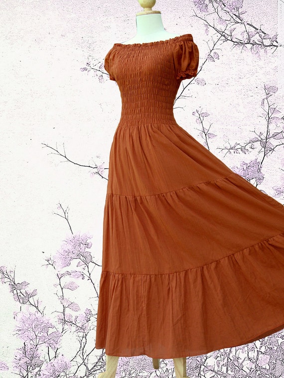 orange off shoulder maxi dress