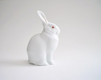 Herend Rabbit Figurine White Porcelain Bunny Figurine Hungary