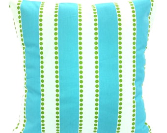 Aqua Stripe Pillow Covers, Decorative Throw Pillows, Cushions, Girly Blue Zig Zag Chevron, Couch Bed Sofa Pillows, One or More ALL SIZES