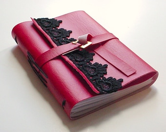 Red Faux Leather Journal - Blank Journal - Blank Notebook