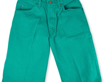 1980's Vintage Men's 31 Levi's 560 Teal Denim Shorts Relaxed Fit EUC