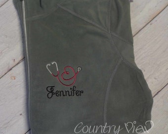 Women's stethoscope fleece jacket- Nurse RN with heart shaped stethoscope