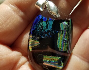 Chaotic Rainbow Dichroic Glass Pendant